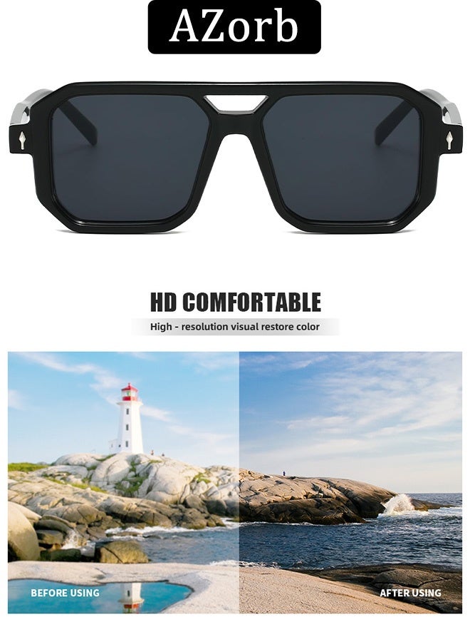 AZorb Retro sunglasses Men Women - Aviator Square Sun Glassess for Men's Ladies Classic Sunglass Vintage Sun Glasses UV400 Protection Shades for Outdoor Driving - Image 5