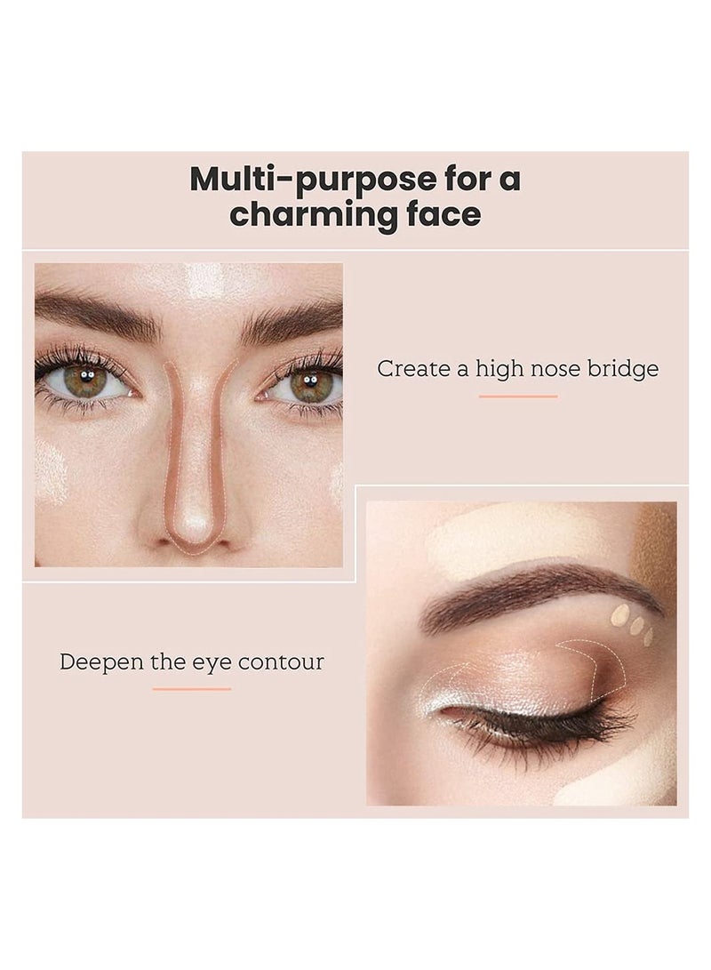 2 PCS Contour Highlighter Stick with Brush - Waterproof Bronzer Pen for Face Brightening, Longwear Highlighting Shades Pencil (03 & 04) for Perfect Highlighting and Shaping. - Image 2