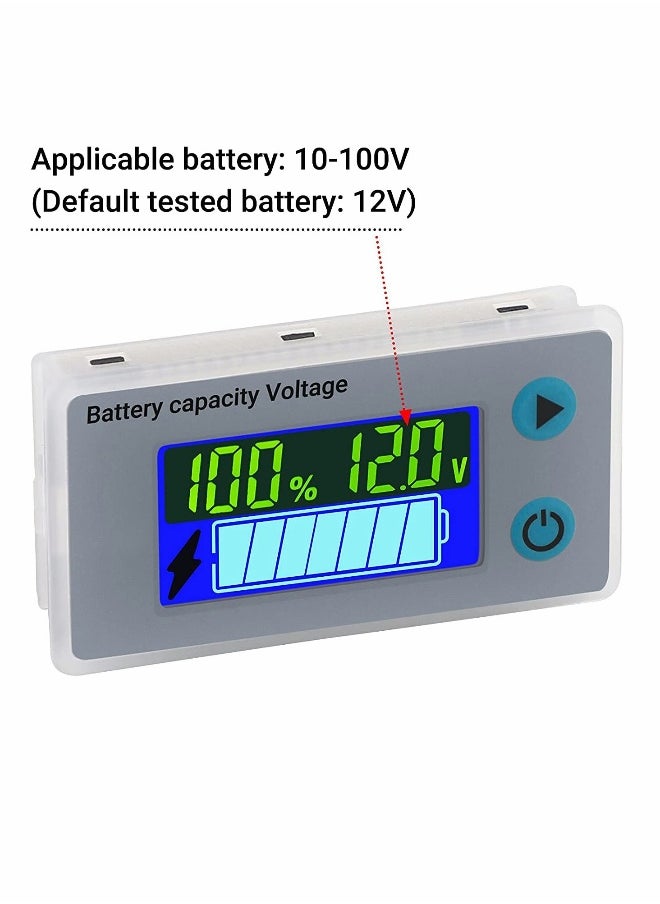 Generic - Battery Capacity Monitor 10 100V 24V 36V 48V Digital Battery Status Tester Meter Remaining Percentage Level Voltage Fahrenheit Temperature Power Indicator Panel Gauge for Marine RV - Image 1