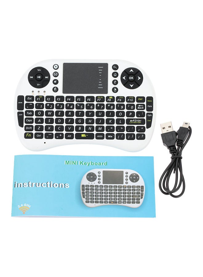 NIBEMINENT 2.4G Mini USB Wireless English Version Keyboard With Air Mouse Fly 17.2 x 12.4 3.5centimeter White/Black - Image 2