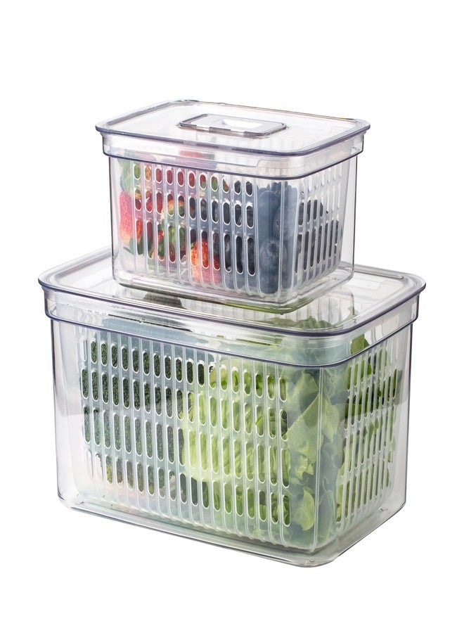 SIMPLEMADE Clear Refrigerator Organizer Bins - Clear Bins for Fridge, Containers for Fridge and Freezer, Multipurpose Storage for Kitchen, Office, Bathroom, Pack of 2 Small and Large Rectangular - Image 1