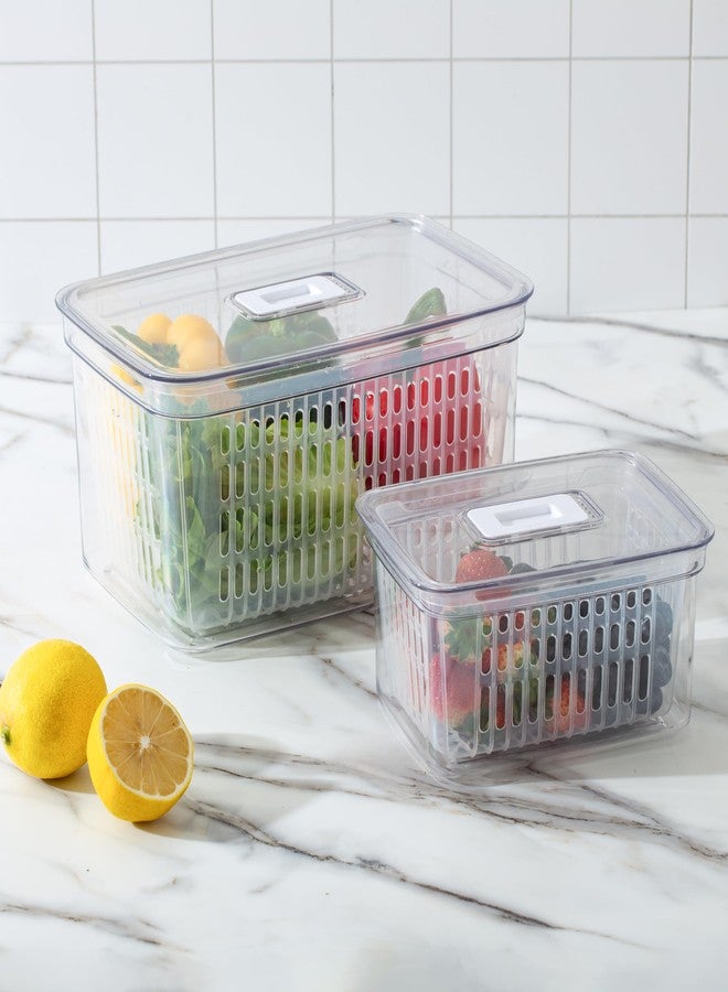 SIMPLEMADE Clear Refrigerator Organizer Bins - Clear Bins for Fridge, Containers for Fridge and Freezer, Multipurpose Storage for Kitchen, Office, Bathroom, Pack of 2 Small and Large Rectangular - Image 3