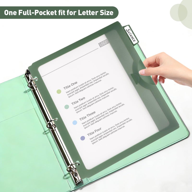 Treehole 5-Tab Binder Divider with One Full Pocke Dividers for 3 Ring Binder, Clear View Recipe Binder Dividers for US Letter Size 8.5 x 11' Index Dividers for Office, School Morandi Color - Image 3