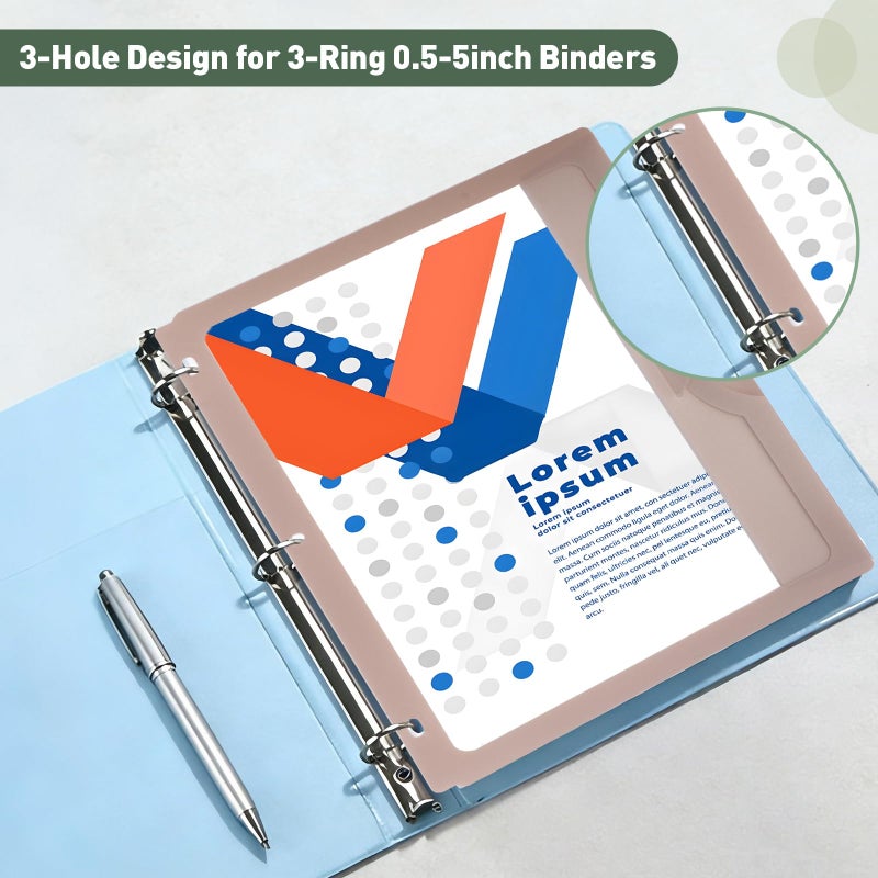 Treehole 5-Tab Binder Divider with One Full Pocke Dividers for 3 Ring Binder, Clear View Recipe Binder Dividers for US Letter Size 8.5 x 11' Index Dividers for Office, School Morandi Color - Image 5