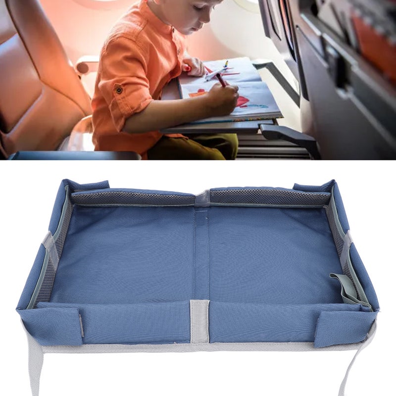 Foldable Travel Tray Cover Airplane Tray Table Organizer Kids and Adults Tray Table Cover for Planes Trains Stone Blue - Image 5
