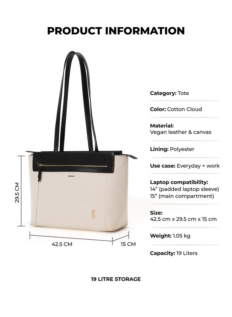 Mokobara The Dawn Tote 2.0 - Vegan Leather | Cotton Cloud, Beige - Image 3