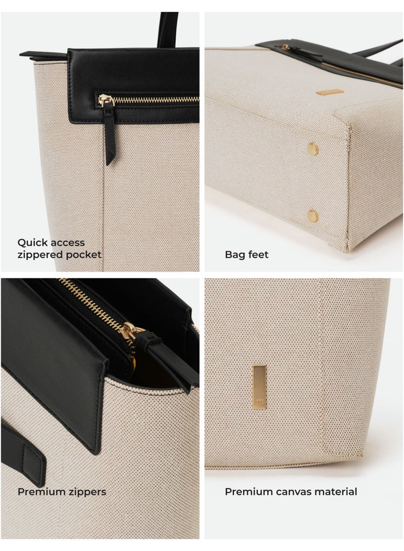 Mokobara The Dawn Tote 2.0 - Vegan Leather | Cotton Cloud, Beige - Image 5