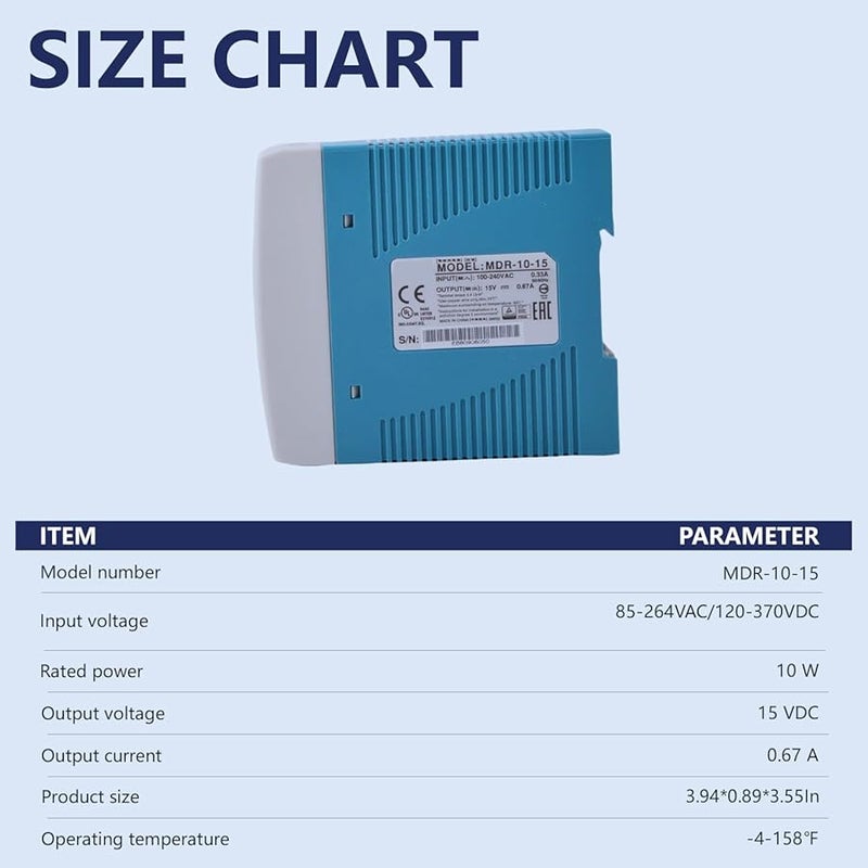 DYSGLOBAL 10W 15V 0.67A AC DC Power Supply Universal Input 85 264VAC for Industrial Control Automation - Image 4
