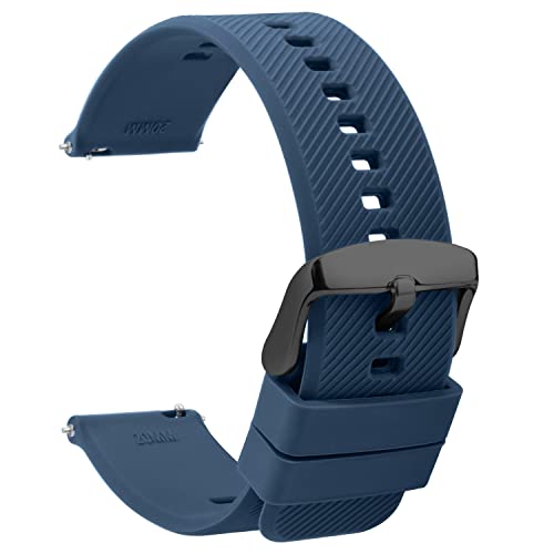 TStrap Silicone Watch Bands Rubber - Navy Blue Quick Release Watch Straps Soft - Waterproof Military Watch Strap for Men Women - for Smart Watches Bracelet Replacement 18mm 19mm 20mm 21mm 22mm - Image 1