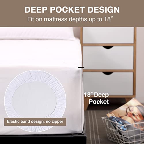 Mecerock Mattress Protector, Breathable and Soft Waterproof Mattress Protector, Mattress Cover, Fitted to 18" Deep, Mattress Cover Full Size Bed White - Image 5