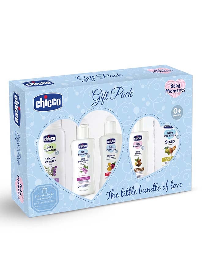 Chicco Baby Essential Set (Blue) Small Mild Body Wash Relax 50Ml + Shampoo 50Ml + Lotion 50Ml + Soap 75 G + Talc 75 G - Image 1