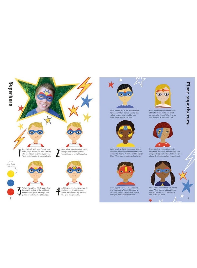 Usborne Book of Face Painting with 32-pages, Creative Designs for Kids, Fun Face Art, Party Activities, Animal Faces, Kids Face Paint Ideas, Holiday Face Painting - Image 3