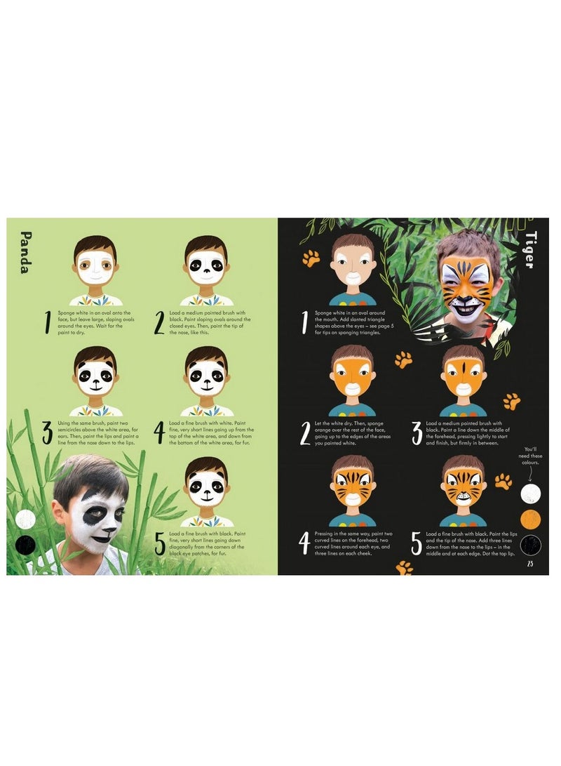 Usborne Book of Face Painting with 32-pages, Creative Designs for Kids, Fun Face Art, Party Activities, Animal Faces, Kids Face Paint Ideas, Holiday Face Painting - Image 4