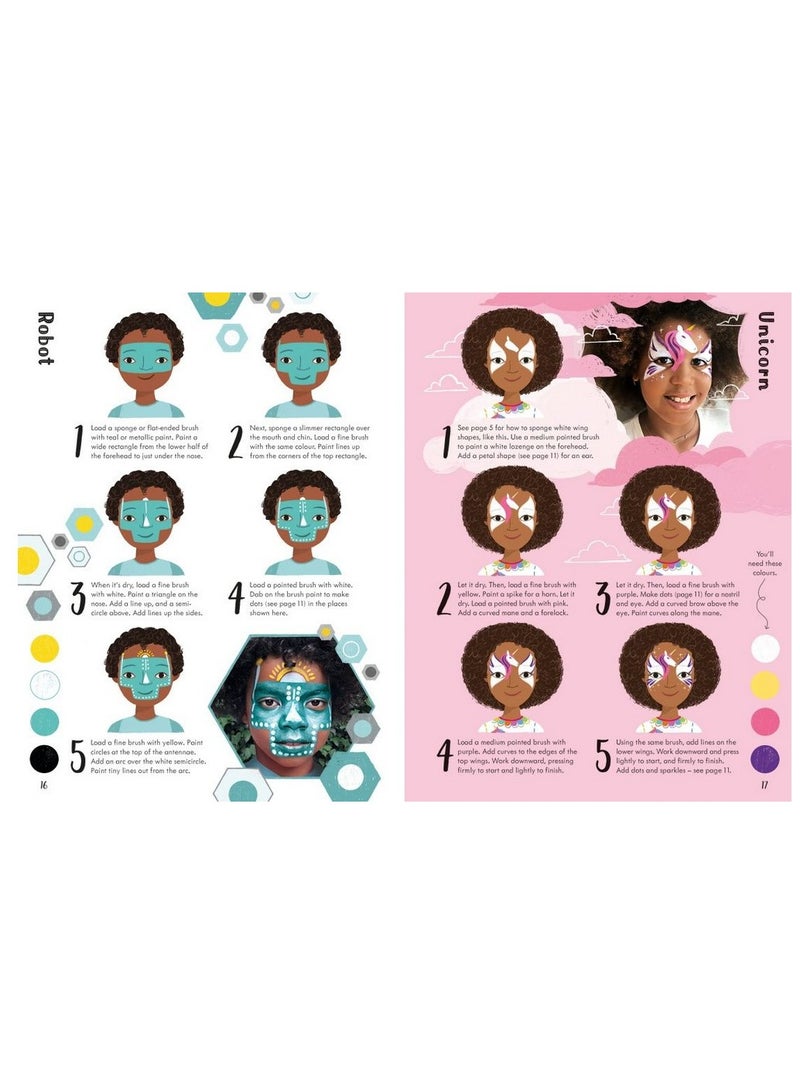 Usborne Book of Face Painting with 32-pages, Creative Designs for Kids, Fun Face Art, Party Activities, Animal Faces, Kids Face Paint Ideas, Holiday Face Painting - Image 5