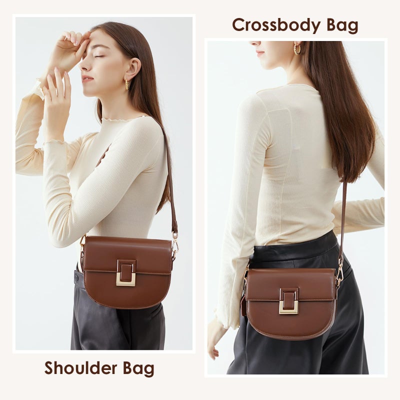 MoreFarther Crossbody Bags for Women, Genuine Leather Shoulder Bag Large Capacity Handbags Satchel Bags for Women with Adjustable Strapï¼ˆCoffeeï¼‰ - Image 2