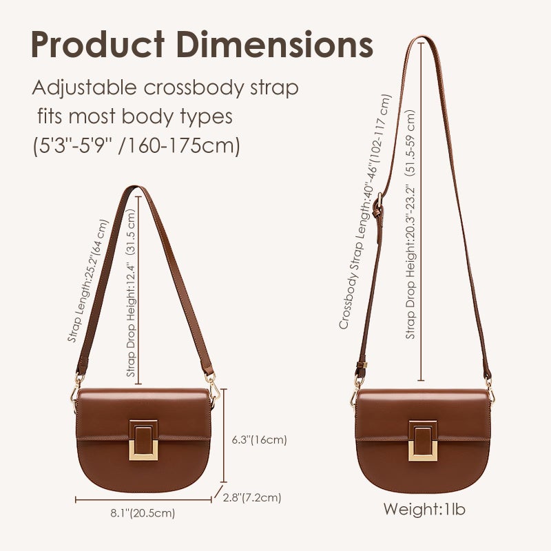 MoreFarther Crossbody Bags for Women, Genuine Leather Shoulder Bag Large Capacity Handbags Satchel Bags for Women with Adjustable Strapï¼ˆCoffeeï¼‰ - Image 3