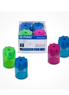 Maxi SHARPENER COLOUR BARREL SINGLE HOLE 4PC BOX  - Image 1