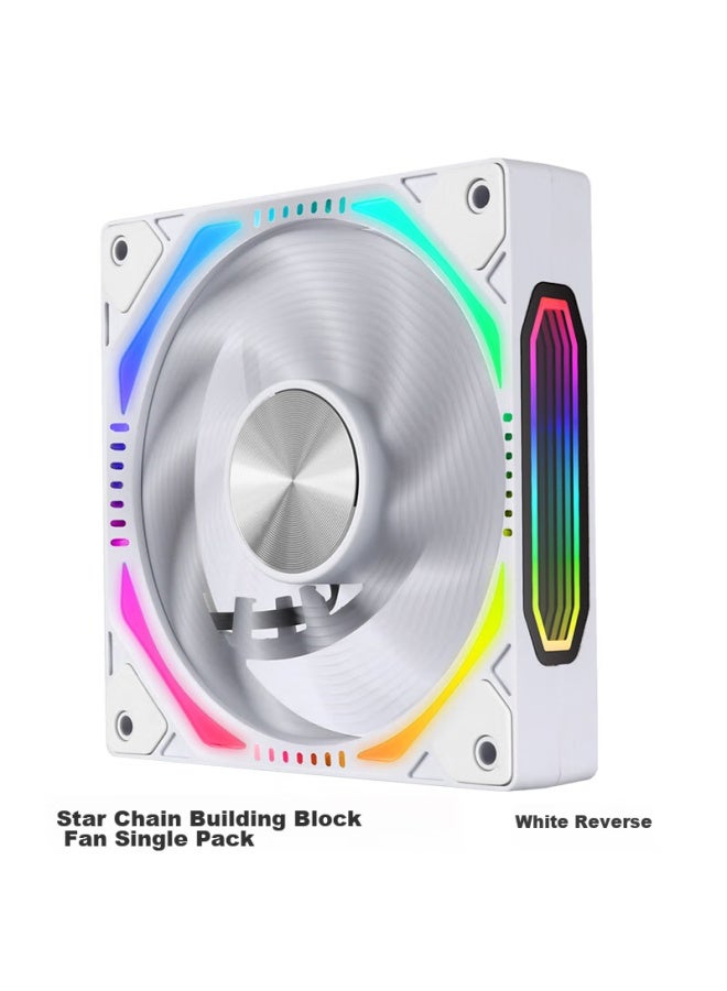 Play Jia Wanjia Xing Chain Building Blocks, White, Single Pack, 12cm, Water Cooling Case Fan Module, Wireless Assembly, Argb Light Synchronization, Pwm Temperature Control - Image 1