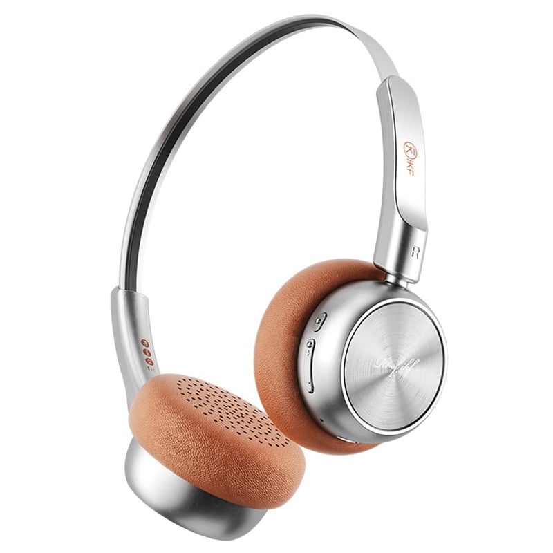 iKF R1 Wireless Bluetooth Headphones, Retro Classic Lightweight Headset, Builti-in Mic, 60H Playback, Dual Device Connectivity, Low Latency, App Customization,Throwback 80s 90s,OOTD, Brown - Image 1