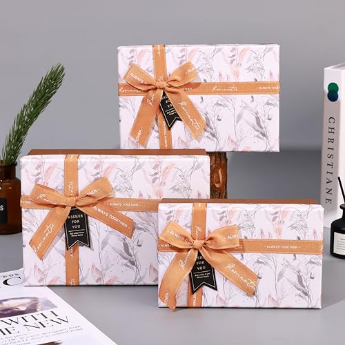 HOME ELEMENTS 3Pcs Decorative Premium Gift Boxes, Premium Storage Boxes with Bow, Gift Cards. Perfect hamper for special occasions like Birthday, Anniversary, Diwali and Christmas. - Image 1