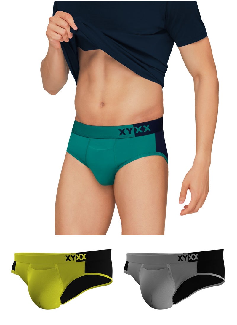 XYXX - Pack of 3 Dualist Intellisoft Micro Modal Color Blocked Colorblock Men Brief - Image 1