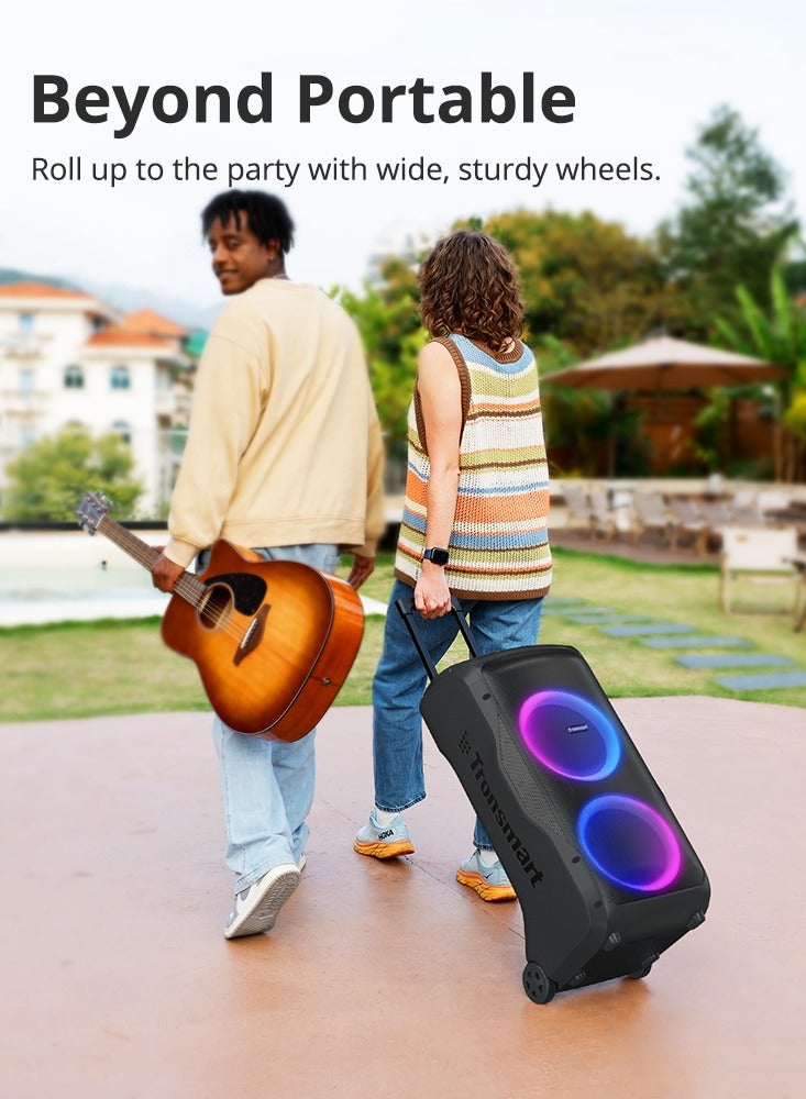 Tronsmart مكبر صوت ترونسماارت هالو 300 المحمول للحفلات – مكبر صوت بلوتوث بقوة 240 واط مع صوت عميق، صوت محيطي بزاوية 270°، عرض ضوء LED، وقت تشغيل يصل إلى 20 ساعة، مقاوم للماء IPX4، مدخلات ميكروفون/جيتار/XLR، اقتران TWS باللون الأسود - Image 4