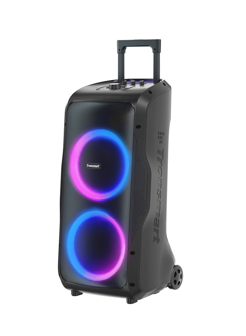 Tronsmart مكبر صوت ترونسماارت هالو 300 المحمول للحفلات – مكبر صوت بلوتوث بقوة 240 واط مع صوت عميق، صوت محيطي بزاوية 270°، عرض ضوء LED، وقت تشغيل يصل إلى 20 ساعة، مقاوم للماء IPX4، مدخلات ميكروفون/جيتار/XLR، اقتران TWS باللون الأسود - Image 1