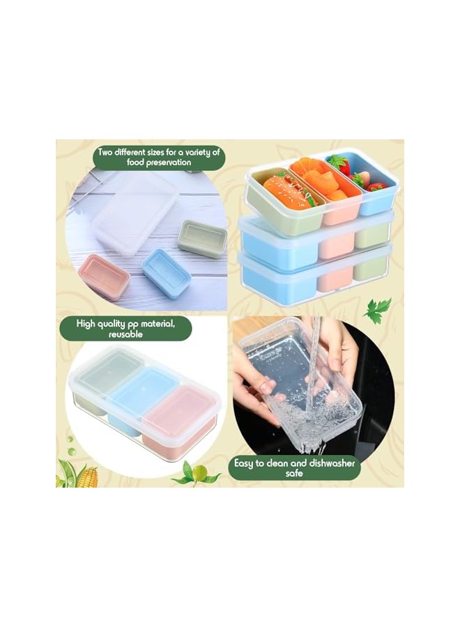 Green Tiger 4 Set Snack Containers with 3 Removable Compartments, Reusable Food Prep Storage Box with Lids, Stackable Meal Prep Containers for Fridge Snack Charcuterie Candy Nuts Spice, Safe in Microwaves - Image 3