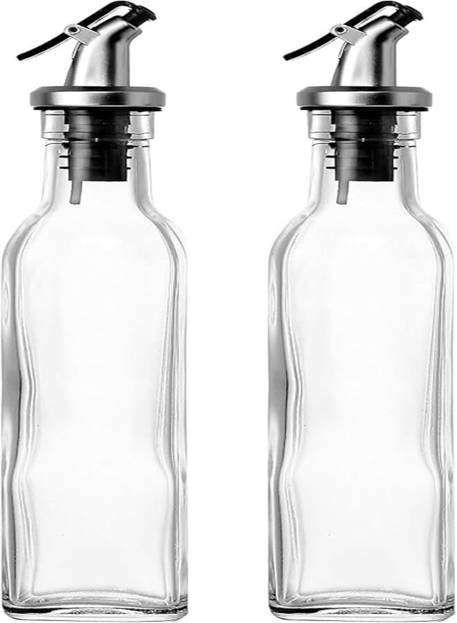 Juvale Generic Olive Oil Dispenser - 2 Pack 250ml 8.5oz Glass Oil and Vinegar Bottle with Dispenser - Clear