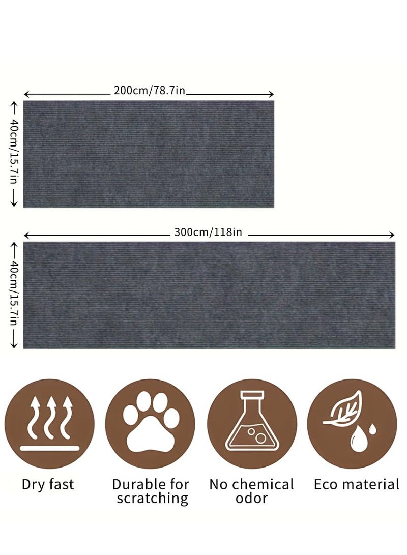 SYOSI 1Pcs Cat Scratch Furniture Protector Adhesive Pad Couch from Cats Scratching DIY Climbing Scratcher Trimmable Carpet Mat Grey 118x15.8In - Image 2