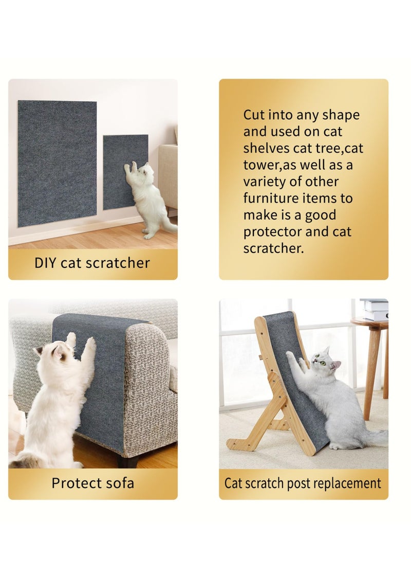 SYOSI 1Pcs Cat Scratch Furniture Protector Adhesive Pad Couch from Cats Scratching DIY Climbing Scratcher Trimmable Carpet Mat Grey 118x15.8In - Image 5