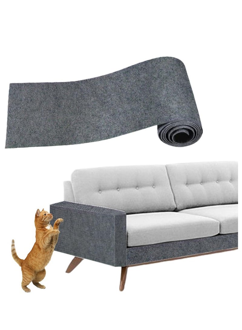 SYOSI 1Pcs Cat Scratch Furniture Protector Adhesive Pad Couch from Cats Scratching DIY Climbing Scratcher Trimmable Carpet Mat Grey 118x15.8In - Image 1