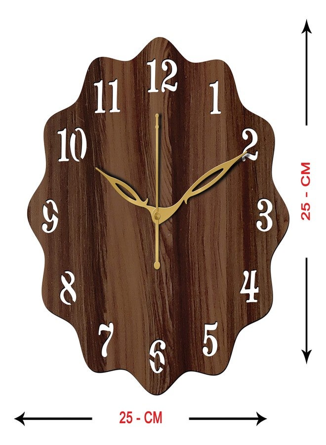 في بي كي ساعة حائط دائرية تناظرية صغيرة الحجم من خشب MDF من VPK، مقاس 10 بوصات، 25 × 25 سم، لون وينجي-18 - Image 2