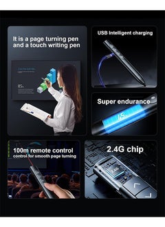 Generic Wireless Presenter Remote,Presentation Clicker for Powerpoint,Presenter Remote with Touch Screen Stylus Pen,Volume Control and Page Flip Presentation Remote for PPT/Mac/Computer/Laptop  - Image 3
