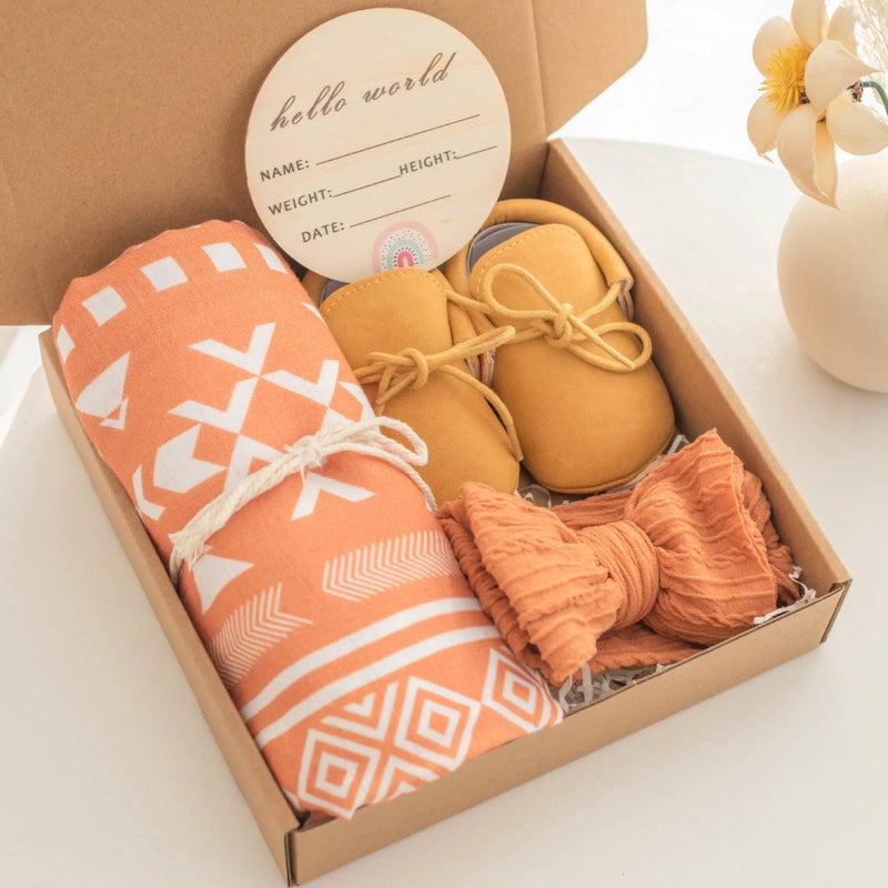 Y&D 4Pcs Newborn Gift Set: Cotton Swaddle Blanket, Baby Shoes, Pacifier Clip, Hairband - Perfect Swaddlers Birth Accessories - Image 3