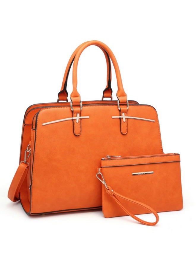 DASEIN Women Satchel Handbags Shoulder Purses Totes Top Handle Work Bags with 3 Compartments (3-Orange) - Image 1