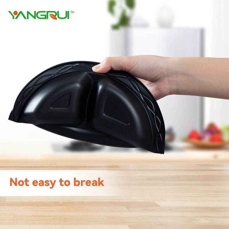 YANGRUI Reusable Plastic Plates  9 Inch 3 Compartments 150 Pack Food Grade Material BPA Free MFPP Black Dinner Tray - Image 3