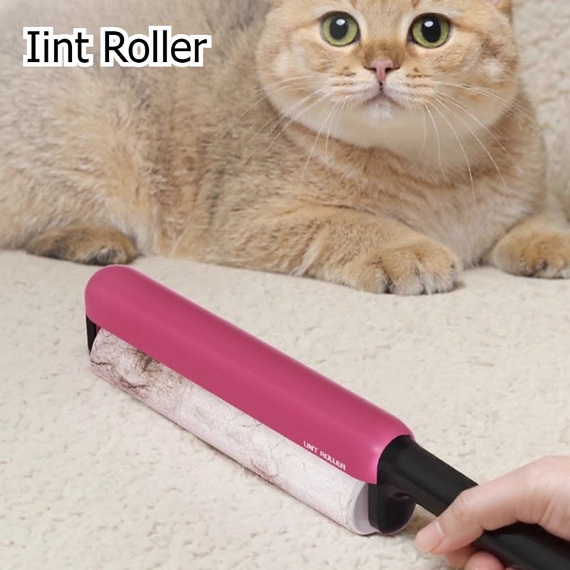Cherry Pink Lint Roller Pet Hair Remover Strong Adhesive 60 Sheets Furniture Cat Dog Carpet - Image 1