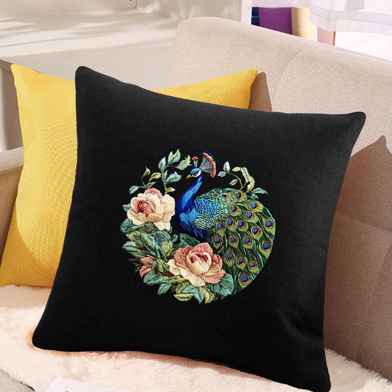 FONNUY Peacock Floral Embroidery Kit, Cross Stitch Kits, Handmade Crafts with Printed Patterns for Beginner Adults, Easy to Follow Color Thread Needlework, 8'' Hoop (Graceful Dancer) - Image 3
