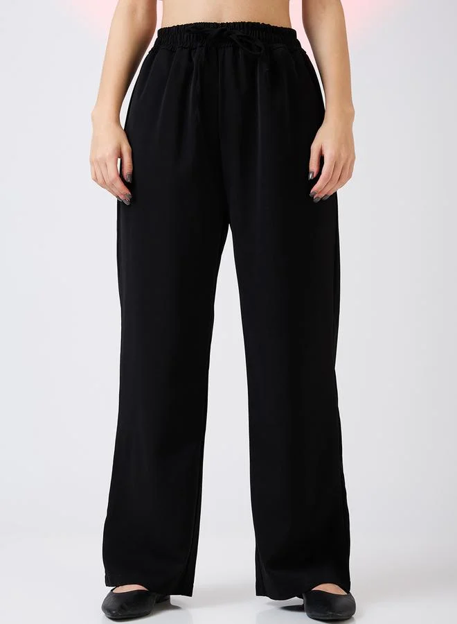 globus Women Black Mid Rise Regular Fit Pants