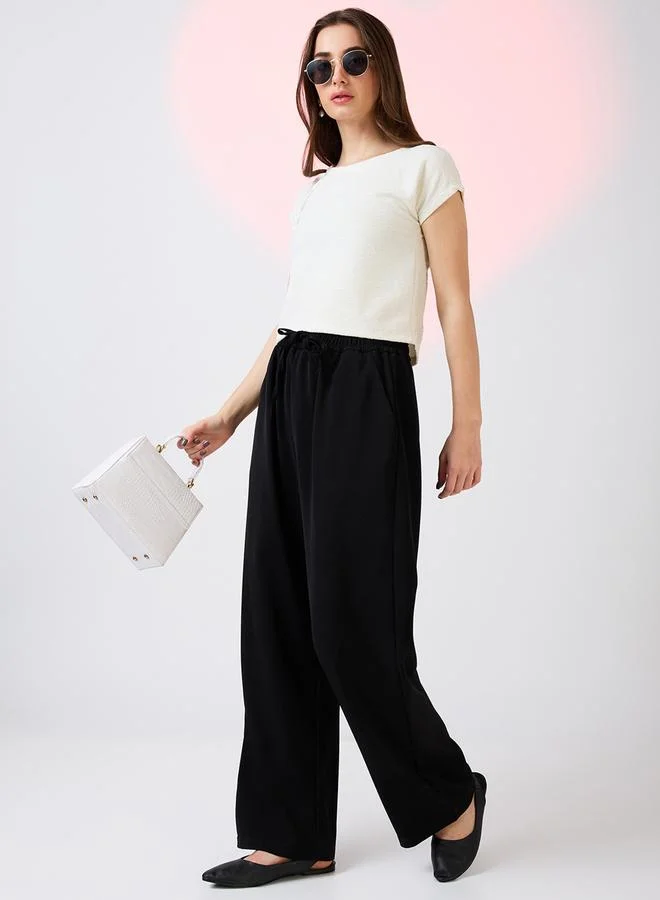 globus Women Black Mid Rise Regular Fit Pants