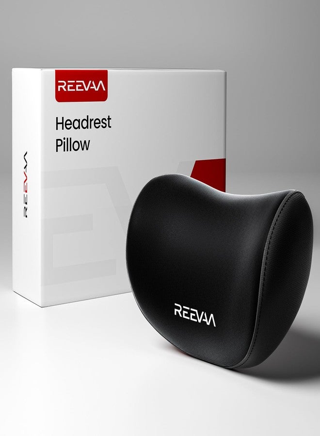 REEVAA Car Neck Pillow, Car Headrest Pillow for Driving, with Comfortable Breathable Soft Memory Foam and Nappa Leather, Ergonomic Design Support Neck and Head, Fits All Vehicles (Black, 2pcs) - Image 1