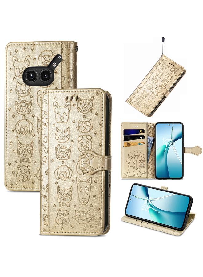 S-TOP Case For Nothing Phone 2a Plus Cat and Dog Embossed Leather Phone Case - Image 1