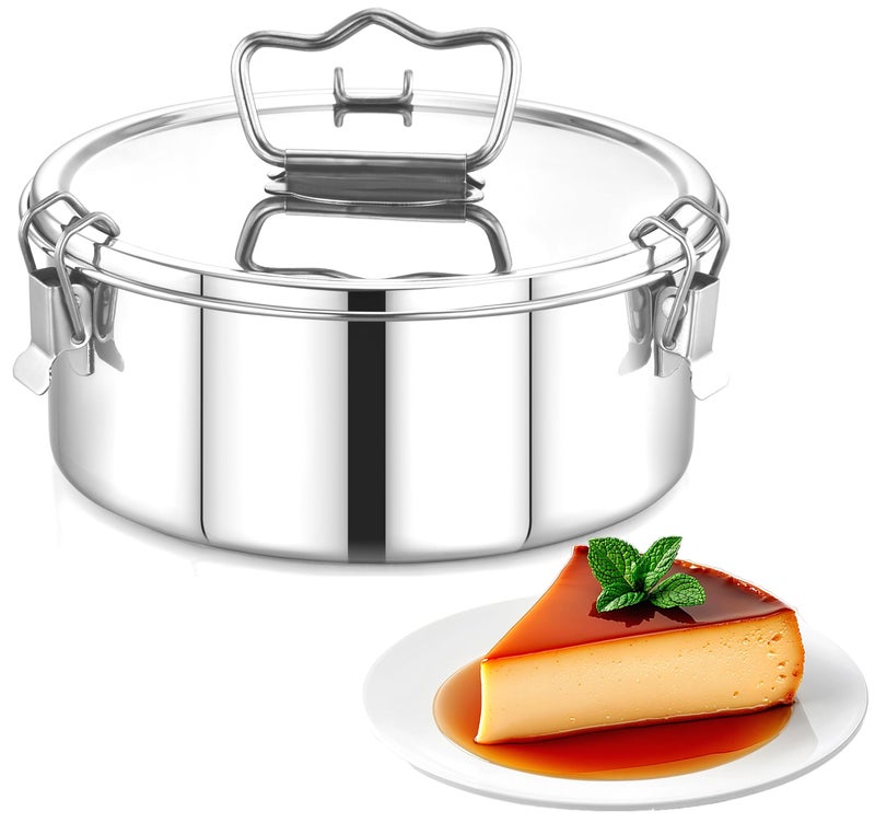 EasyShopForEveryone Stainless Steel Flanera 75 x 75 x 35 Inches Flan Pan Capacity 63 fl oz Compatible with Instant Pot 6qt Molde Para Flan