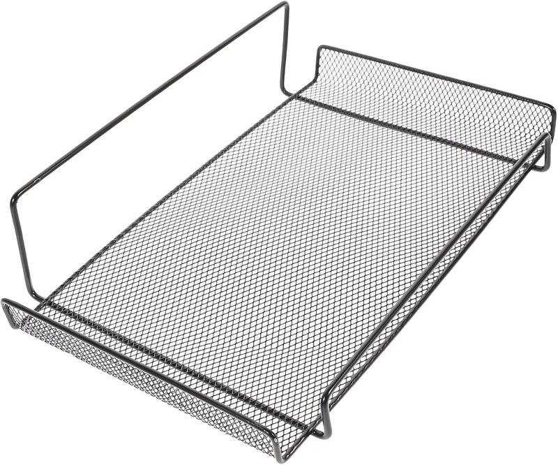 Ventilated Wall Shelf - Black metal mesh design for router and TV gear, 30 x 19 cm, compact storage with enhanced cooling and clean visual appeal.