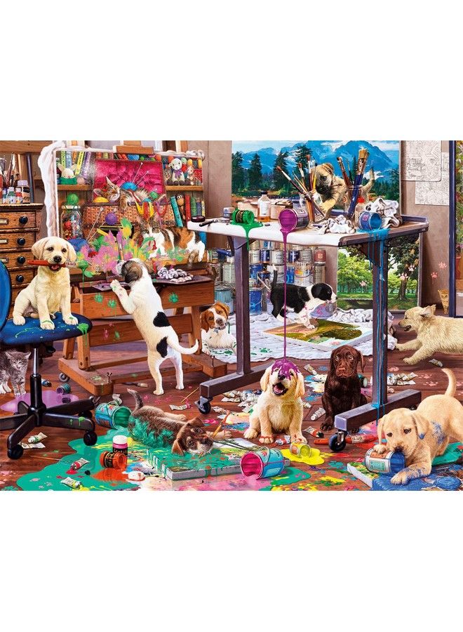 Buffalo Games Painting Puppies 750 Piece Jigsaw Puzzle - Image 1
