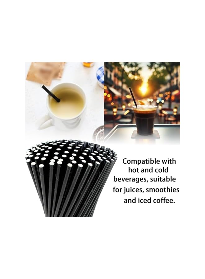 S-TOP 100PCS Black Paper Straws – Ideal for Parties, Cafes, and Everyday Use; Biodegradable, Long Drink & Milkshake Straws, Stylish & Sustainable Straw Option - Image 2