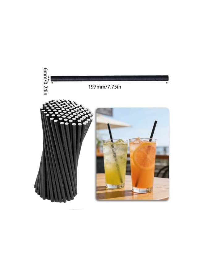 S-TOP 100PCS Black Paper Straws – Ideal for Parties, Cafes, and Everyday Use; Biodegradable, Long Drink & Milkshake Straws, Stylish & Sustainable Straw Option - Image 5