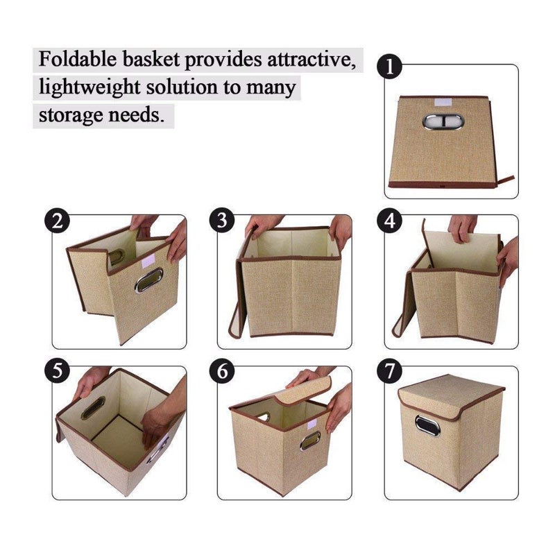 DIKSUL Foldable Cube Square Storage Box with Lid Organizer Containers Baskets Bins for Home Bedroom Closet Office Nursery For Toys Clothes Papers Books Other Accessories Storage Box Multicolor - Image 5