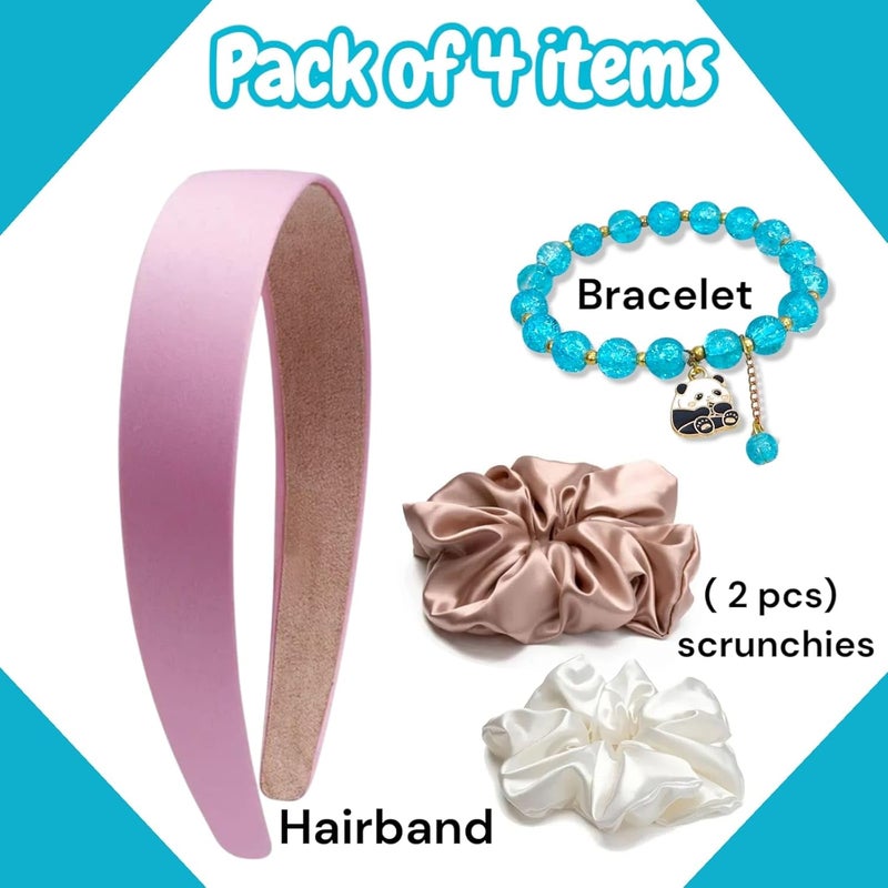 Tera13 Girls Kids Gift Set, Cartoon Bracelet with Hair Accessories Kit (Pack of 4) Combo Set for Women & Girls, B-Day, Kanjak, Rakhi Return Gift for Girls Gift Items, Pouch, Hair Clip Rubber - Image 2